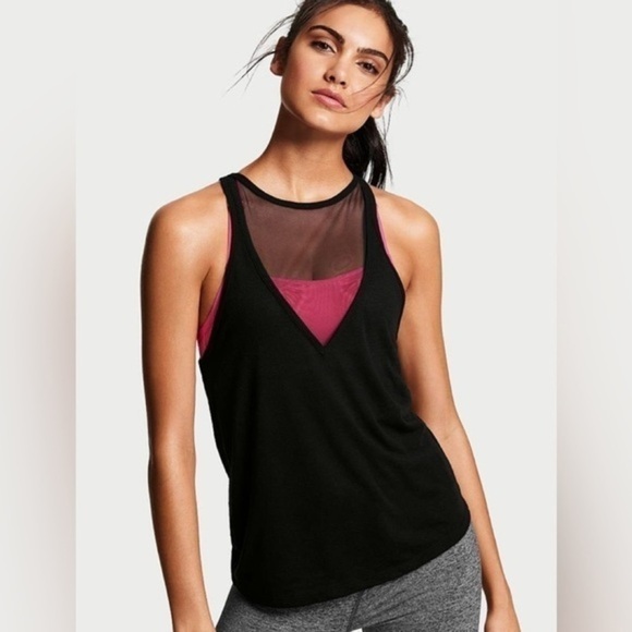 VICTORIA Sport Sleeveless Fuschia Mesh Tank Top Size Medium - Picture 1 of 4